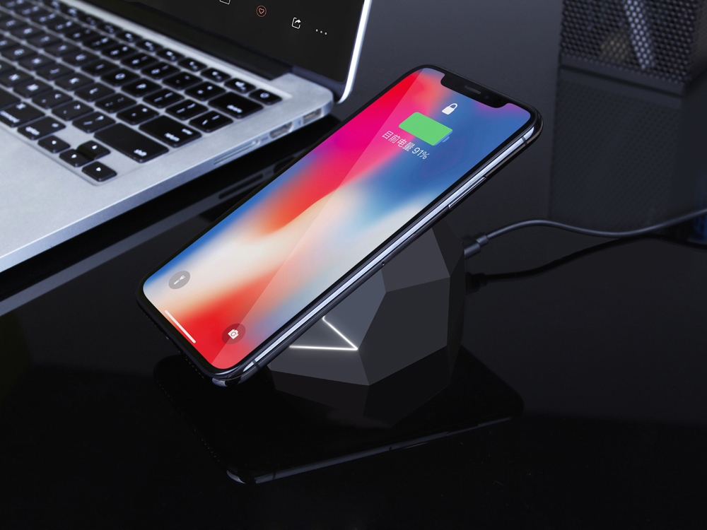 Док-станция Geo Dock с быстрой беспроводной зарядкой, черный с белой подсветкой. XOOPAR-12