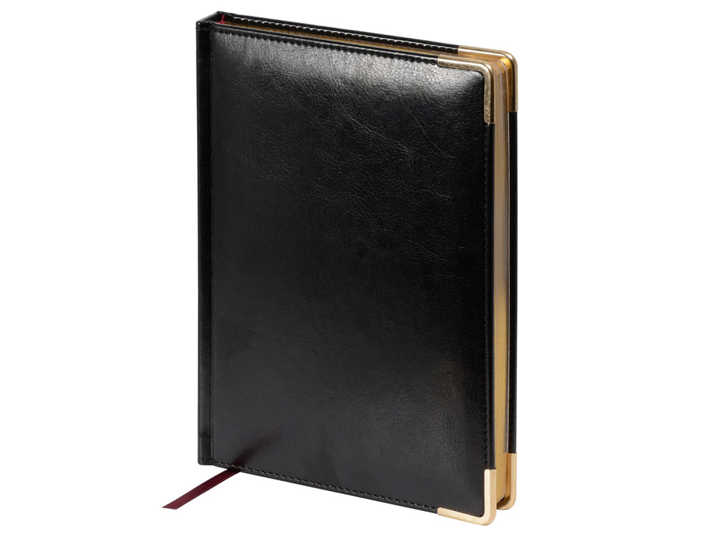 Ежедневник недатированный А5 Sidney Nebraska, черный (золотой обрез, золотые уголки)-0