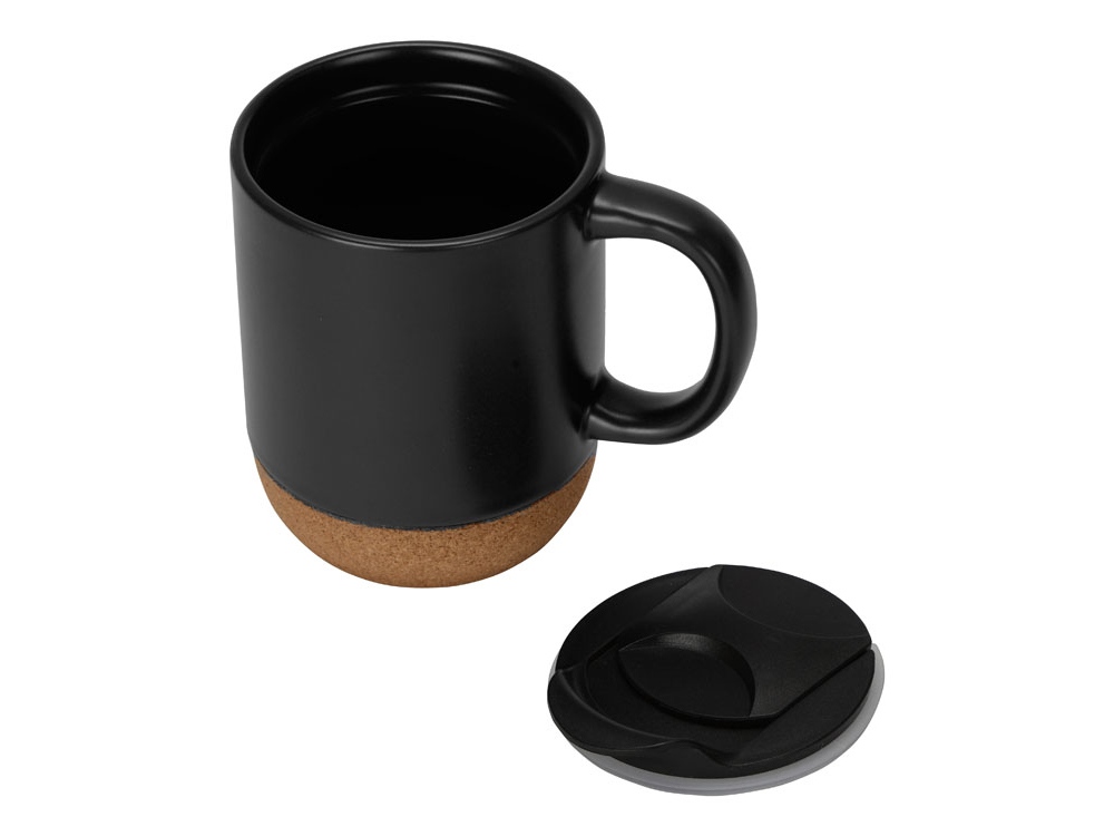 Кружка Denpasar с пробковым дном и крышкой, цветная с двух сторон, черный-3