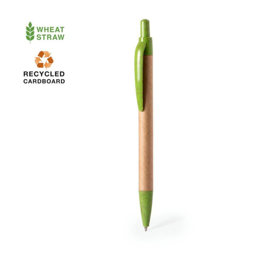 Шариковая ручка FILAX, рециклированный картон, пластик c пшеничным волокном, зеленый-1