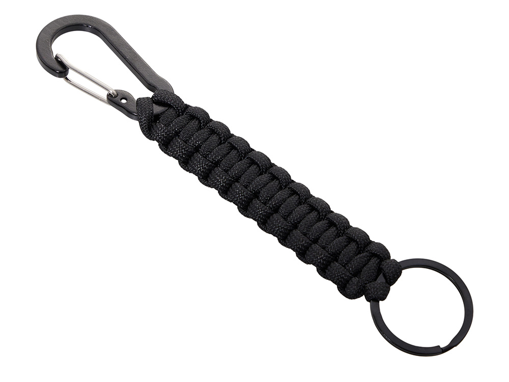 Брелок-веревочка Austere с карабином и кольцом, черный-0