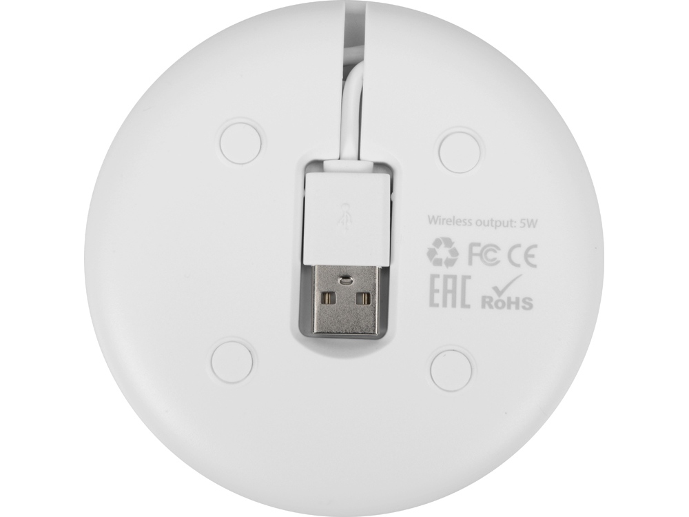 Беспроводное зарядное устройство со встроенным кабелем 2-в-1 Disc, белый-7