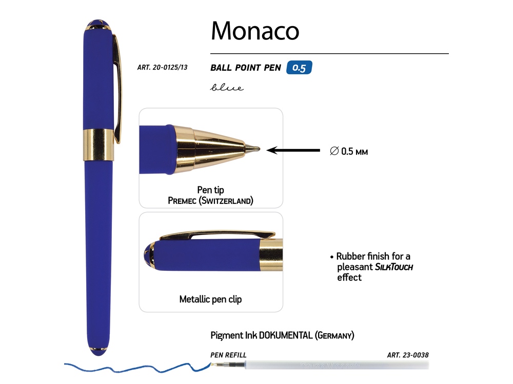Ручка пластиковая шариковая Monaco, 0,5мм, синие чернила, сине-фиолетовый-2