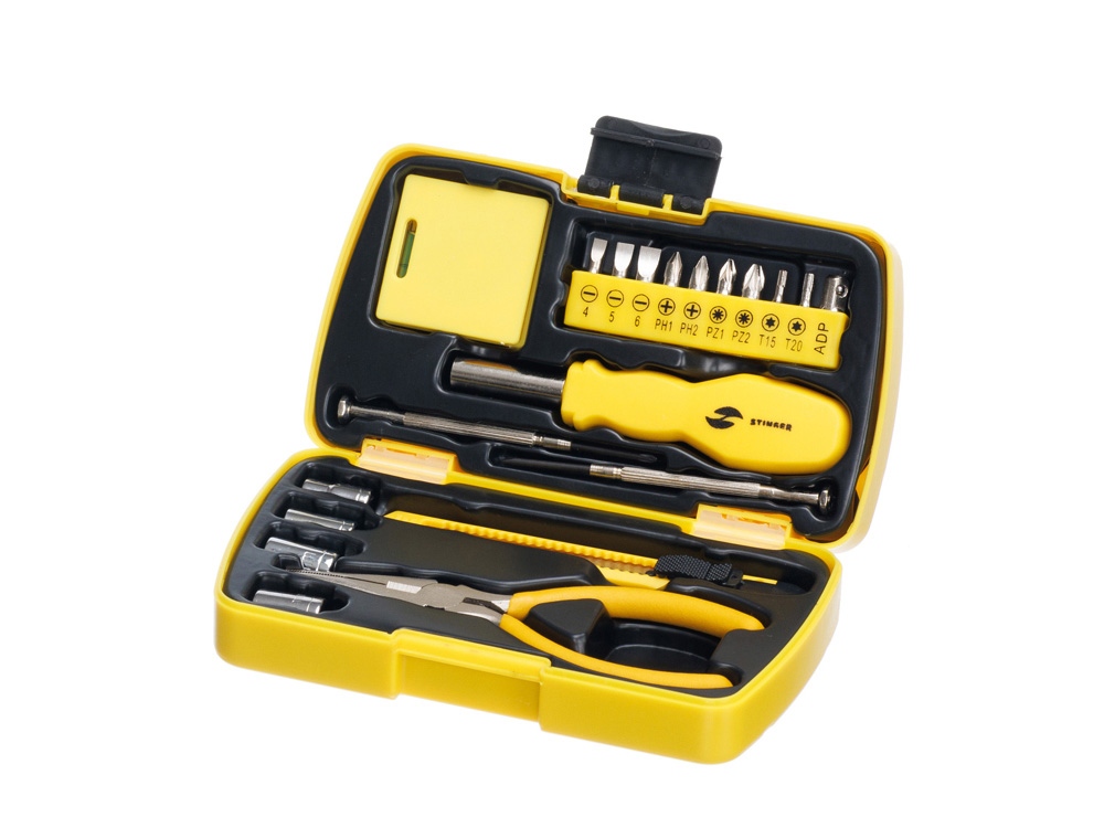 Набор инструментов Stinger, 20 инструментов, в пластиковом кейсе, 160х90x40 мм, желтый-0