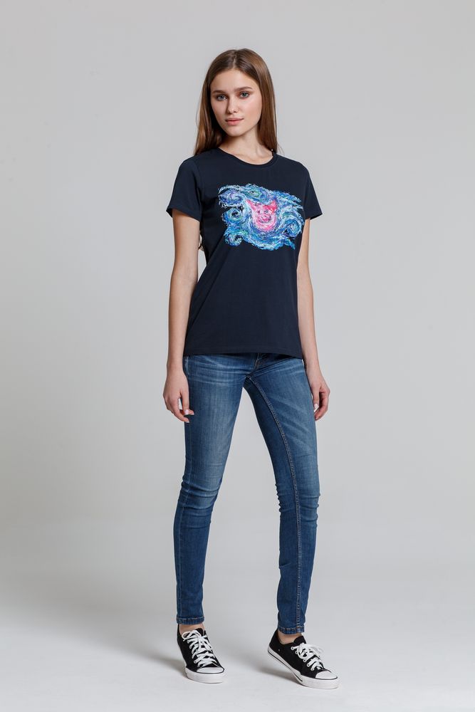 Футболка женская «Ван-Пиг», синяя-2