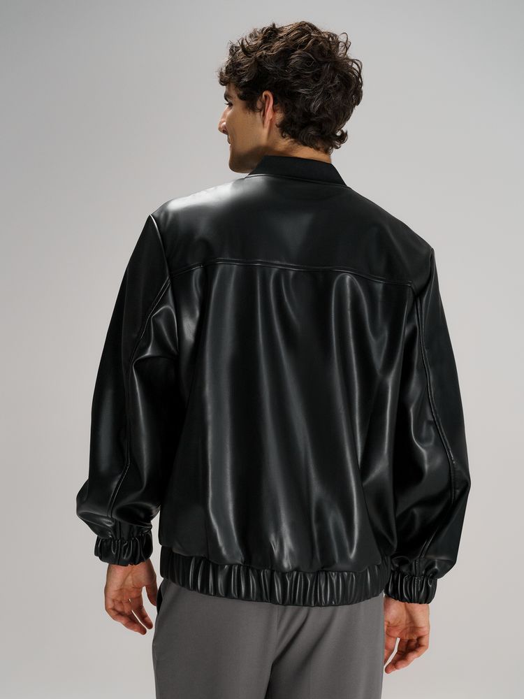 Бомбер из искусственной кожи Univer, черный-5
