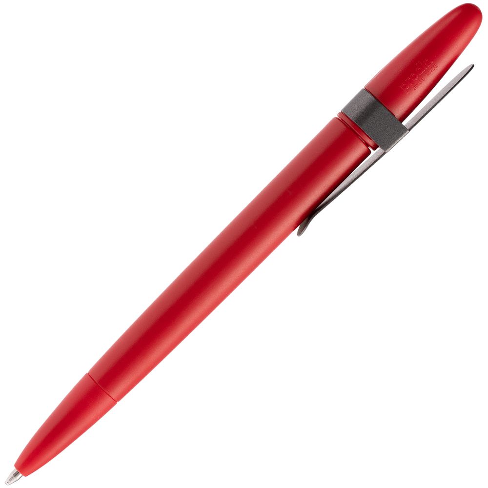 Ручка шариковая Prodir DS5 TSM Metal Clip, красная с серым-2