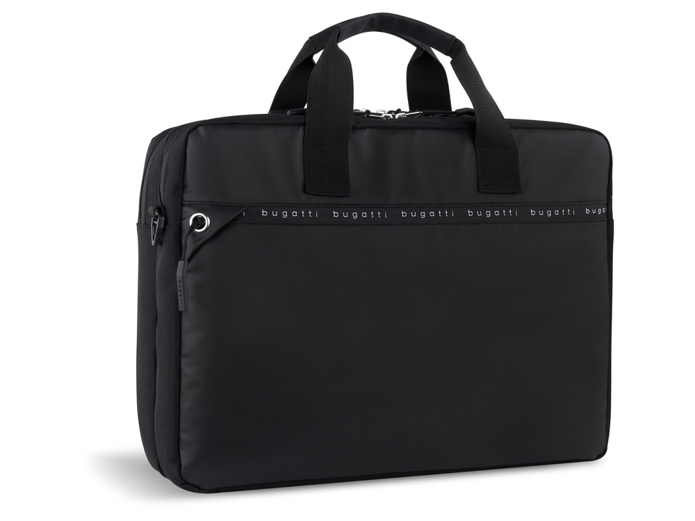 Портфель мужской BUGATTI Blanc Delight, чёрный, нейлон RPET600D/тарпаулин/полиэстер, 40х10х29 см-0