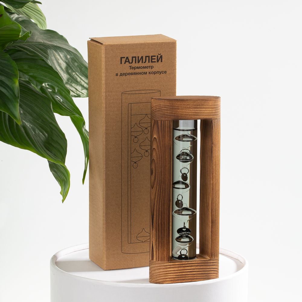 Термометр «Галилей» в деревянном корпусе, серый-4