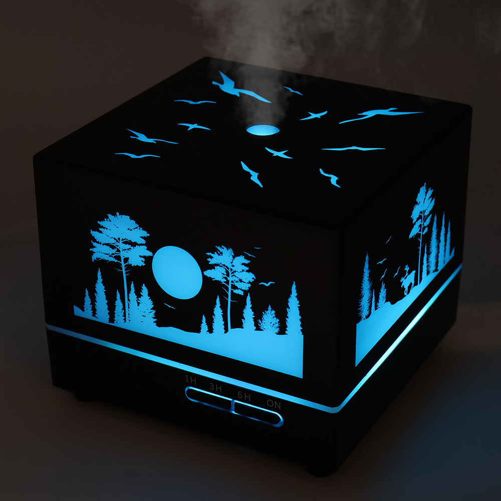 Светодиодный увлажнитель Wisdom с подсветкой гравировки, Черный-3