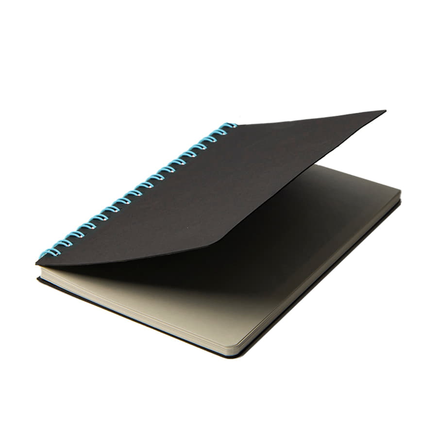 Блокнот на двойной пружине HELIX MINI, 105 х 150  мм, черный с голубым, блок в клетку, черный, голубой-4