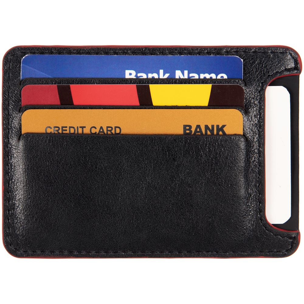 Чехол для карточек Arrival, черный с красным-3