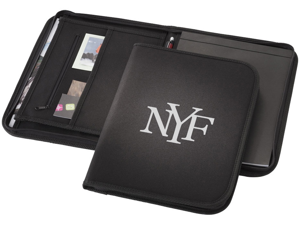 Папка А4 Berkeley на молнии с блокнотом, черный-5