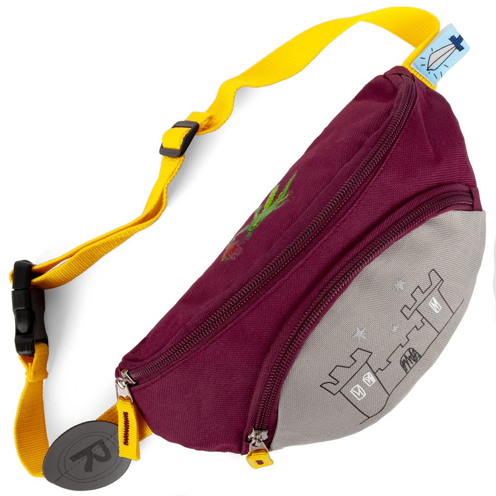 Поясная сумка детская Kiddo, бордовая с серым-4