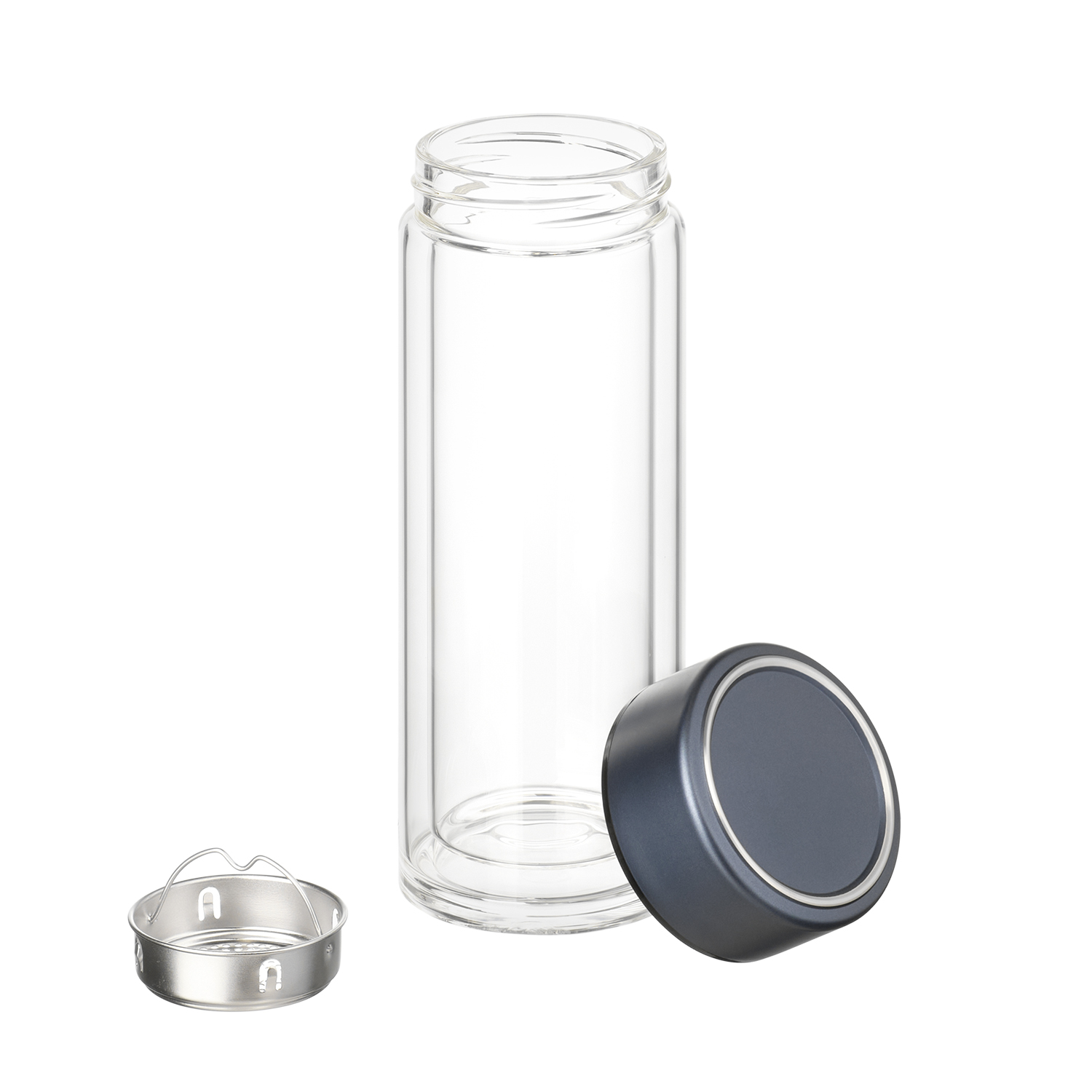 Бутылка стеклянная с двойными стенками Аравия (Aravia), синяя-2