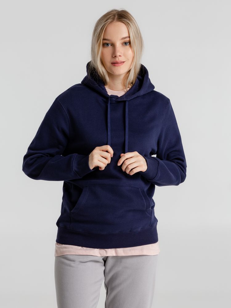 Толстовка с капюшоном унисекс King, темно-синяя-3