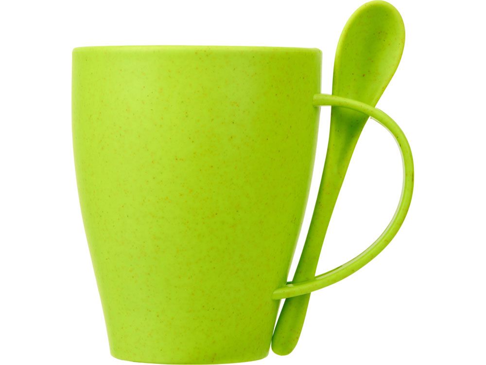 Пшеничная кружка Nina с ложкой, 300ml зеленое яблоко 375C-1