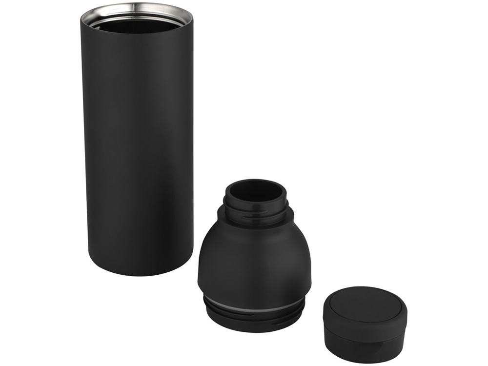 Illuminate бутылка-термос для воды с двойными стенками объемом 650 мл из переработанной нержавеющей стали, сертифицированной по стандарту RCS - сплошной черный-3