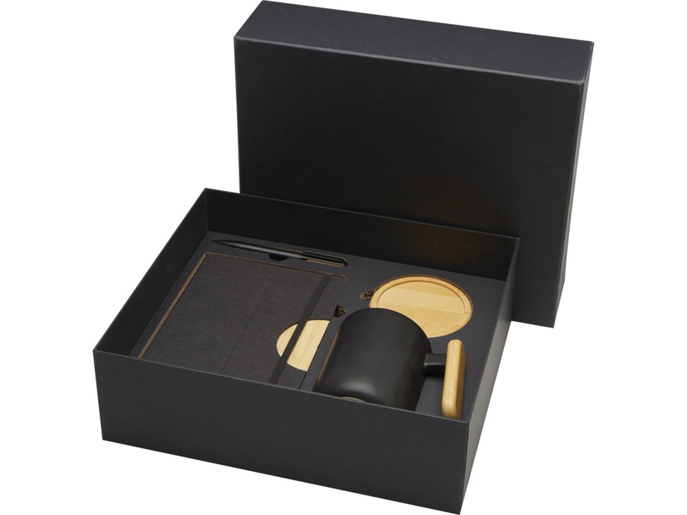 Laura подарочный набор из блокнота формата А5 в твердой обложке и шариковой ручки - сплошной черный-0