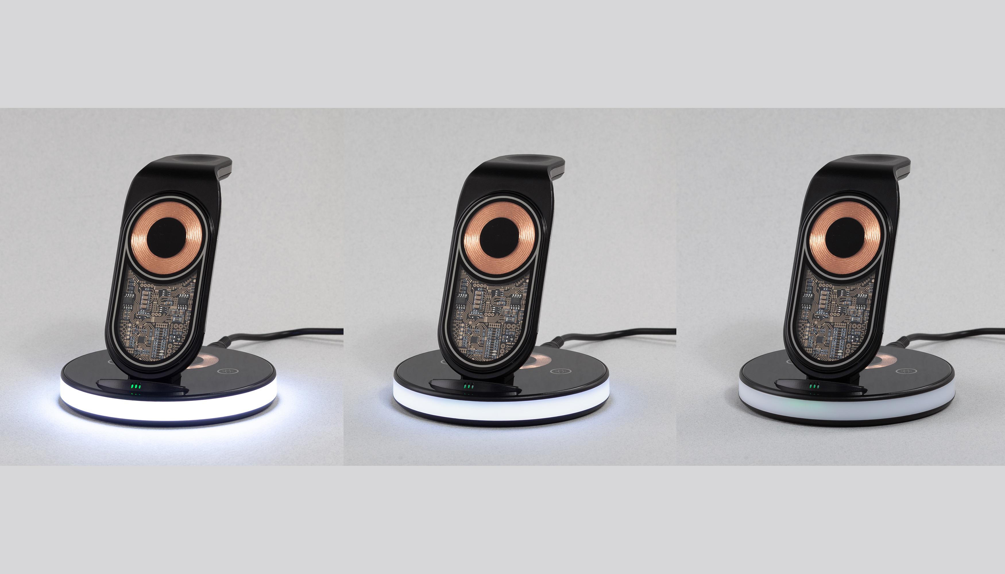 Беспроводная (15W) зарядная станция "Tron" с прозрачным корпусом и подсветкой-3