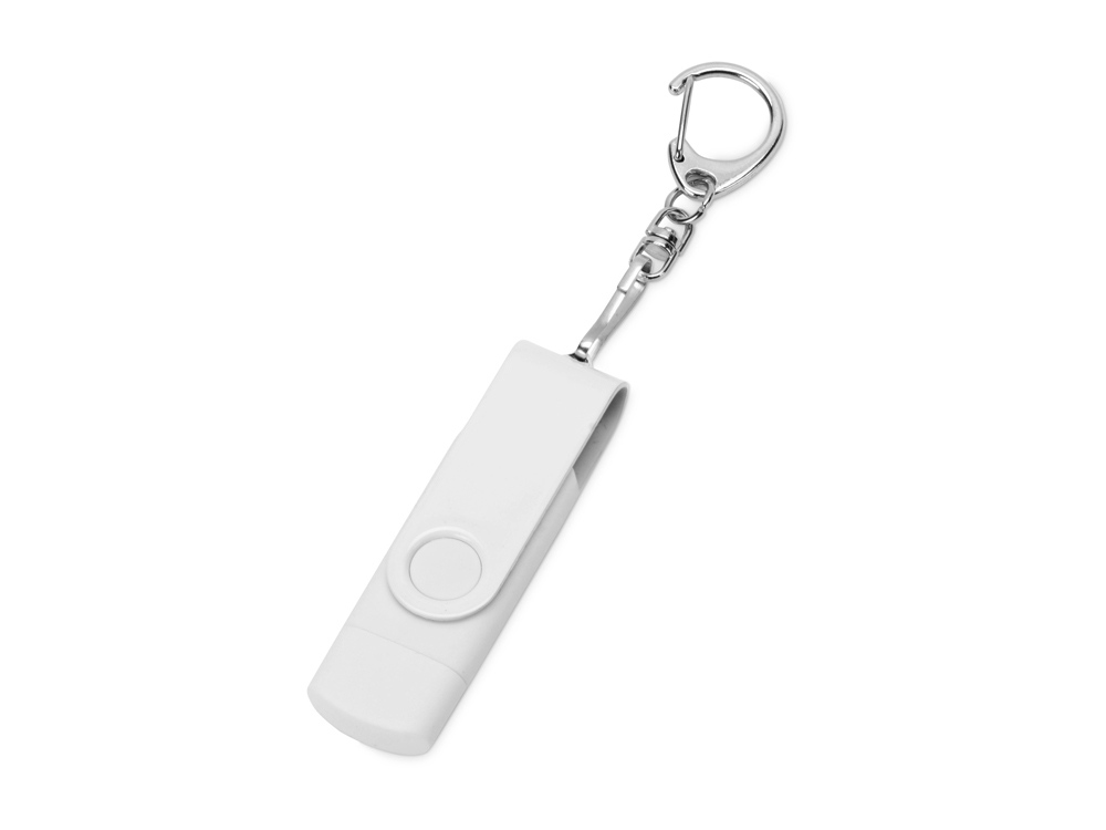 USB-флешка на 32 Гб 3 в 1 поворотный механизм, c двумя дополнительными разъемами MicroUSB и TypeC C с одноцветным металлическим клипом, белый-0