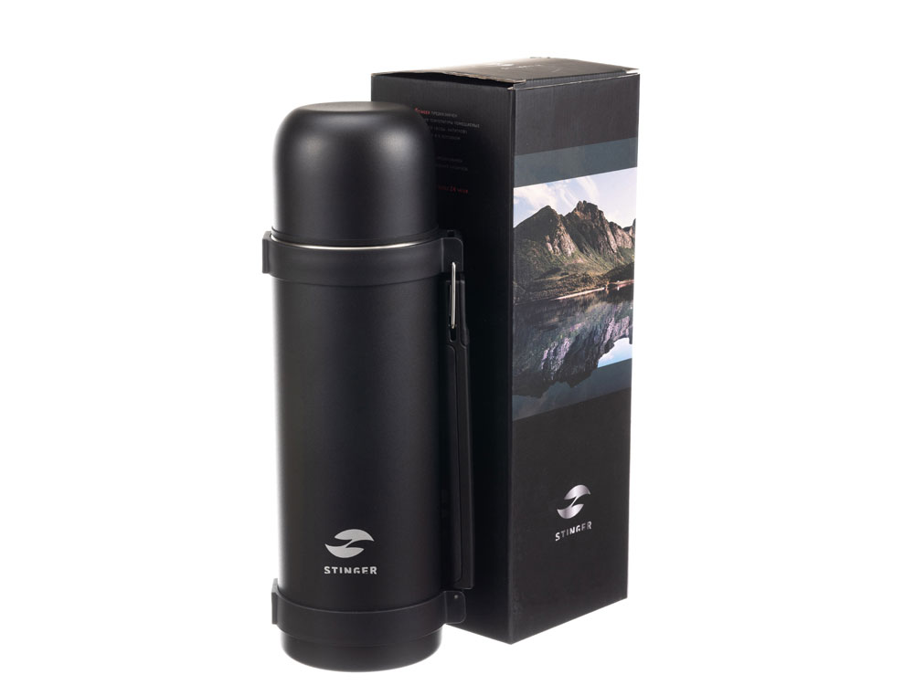 Термос Stinger, 1,2 л, широкий с ручкой, нержавеющая сталь, чёрный, 12,4 х 10,2 х 31,8 см-4