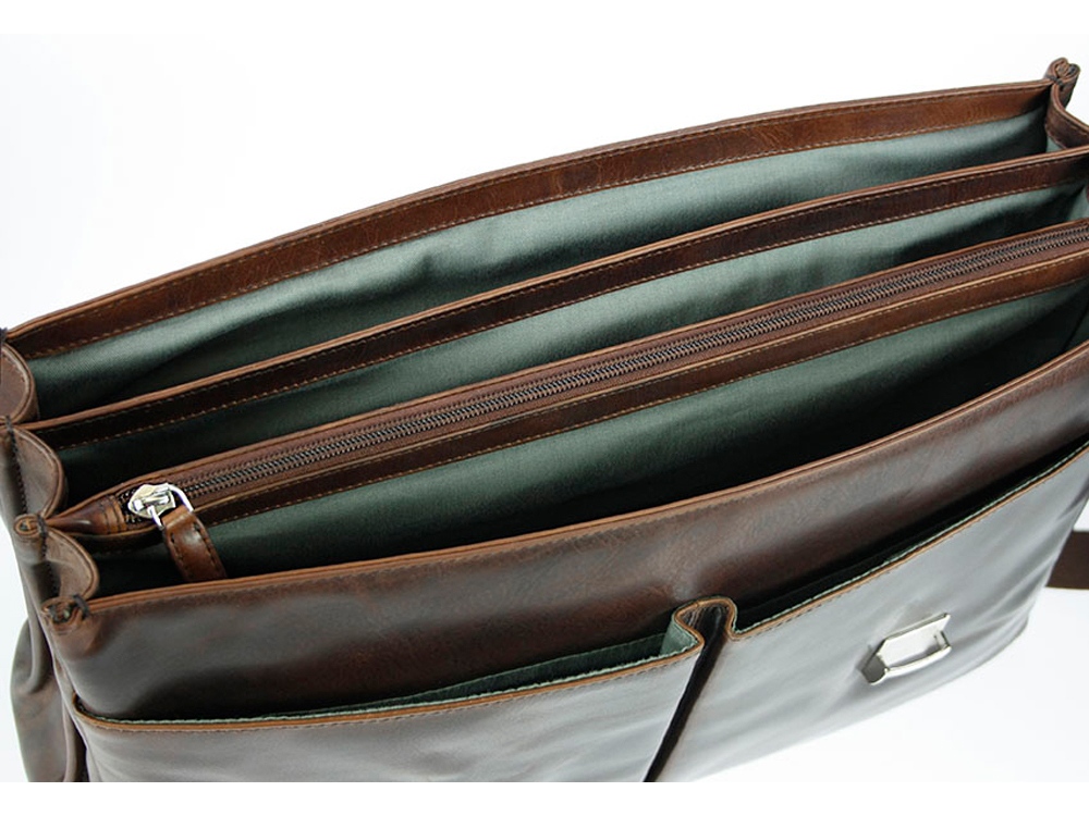 Портфель BUGATTI Romano 15'', коричневый, натуральная воловья кожа, 43х13х32 см-2