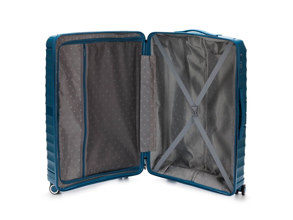 Чемодан TORBER Nevo, синий, полипропилен, 49 х 28 х 76 см, 95 л-1