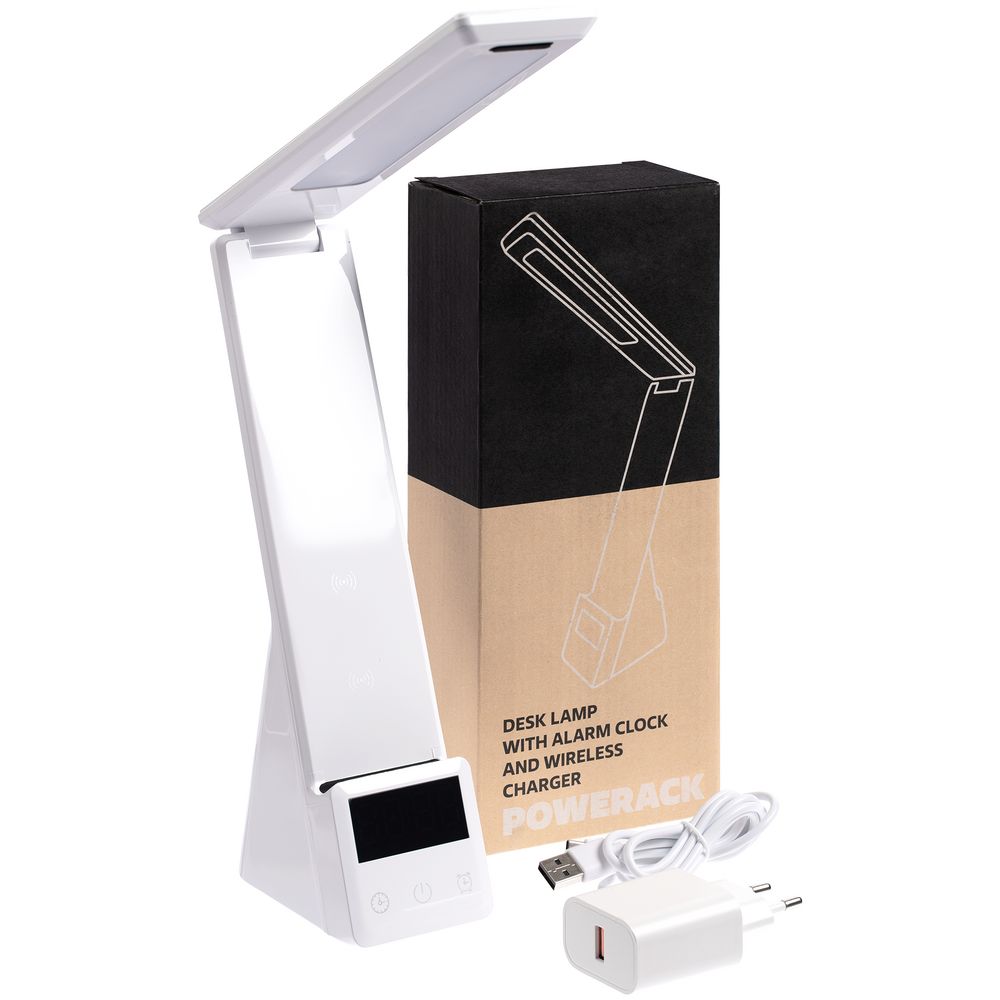 Лампа с беспроводной зарядкой смартфона и часов Powerack, белая-6