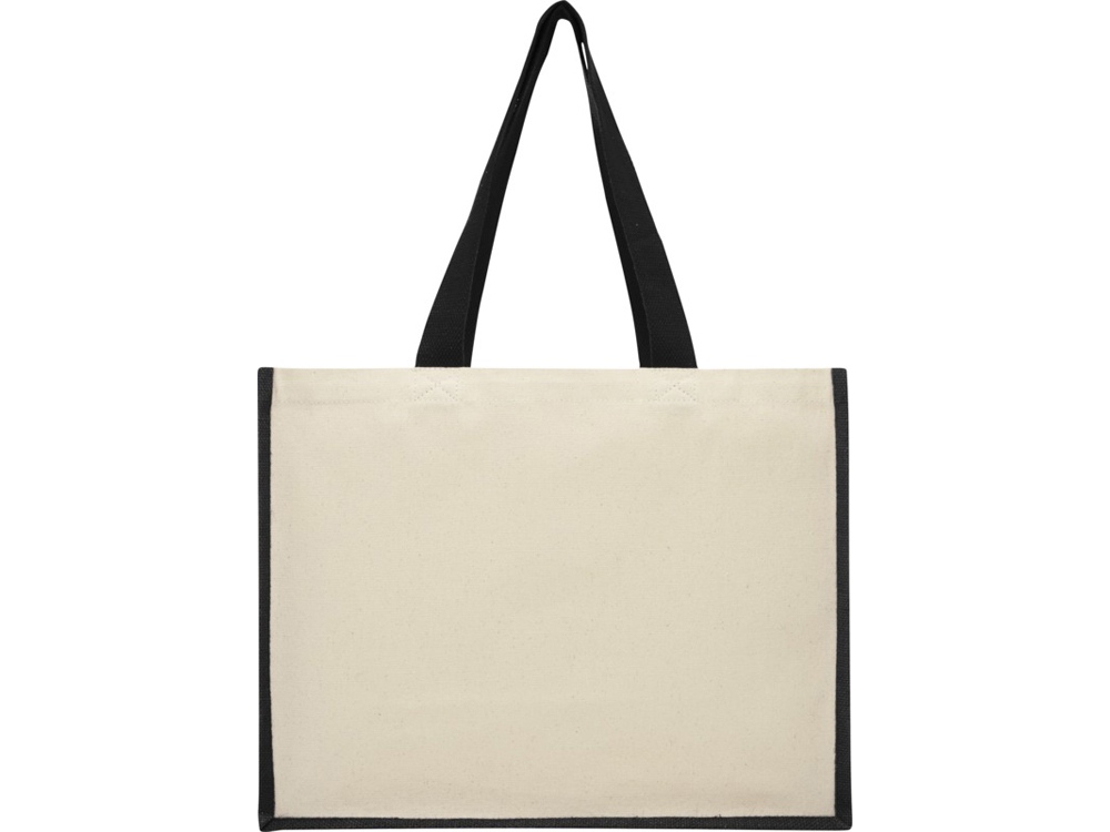 Сумка-тоут Varai для покупок из холщового хлопка и джута (плотность 320 г/м2), черный-1