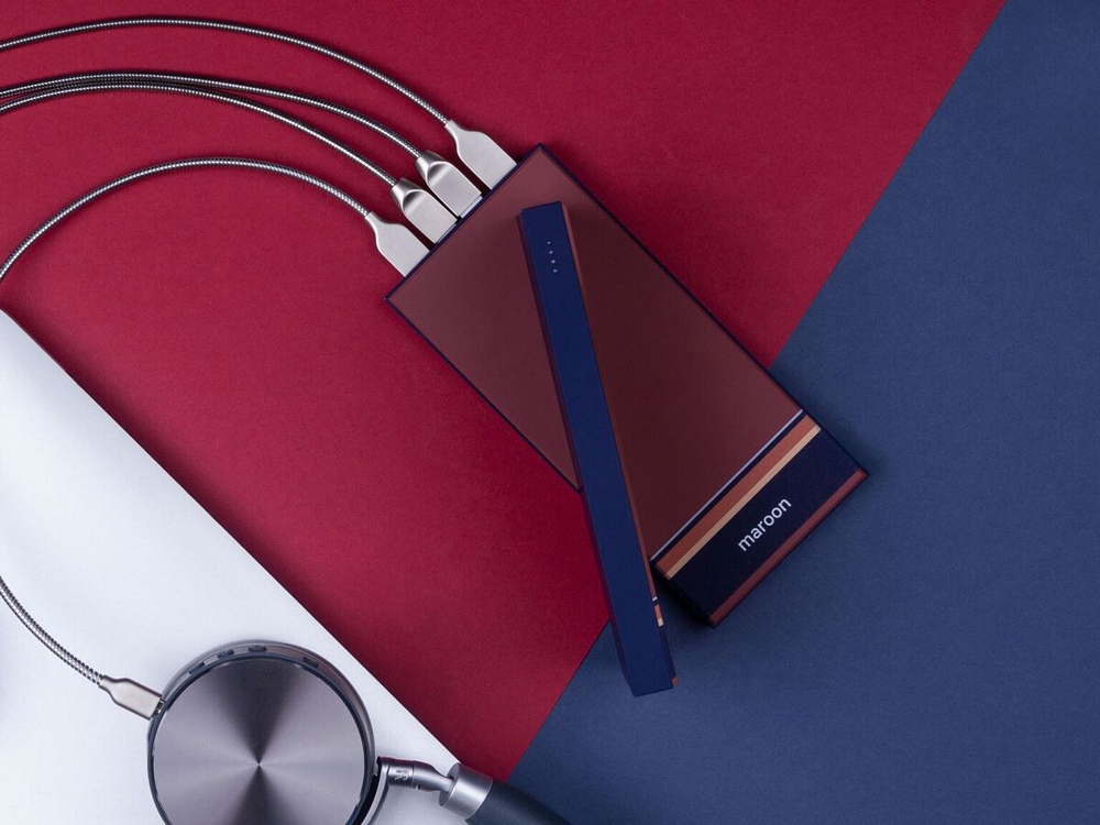 Внешний аккумулятор Rombica NEO ARIA Maroon, 10000мАч, Soft-touch, PD, QCharge, Type-C, бордовый/син-6