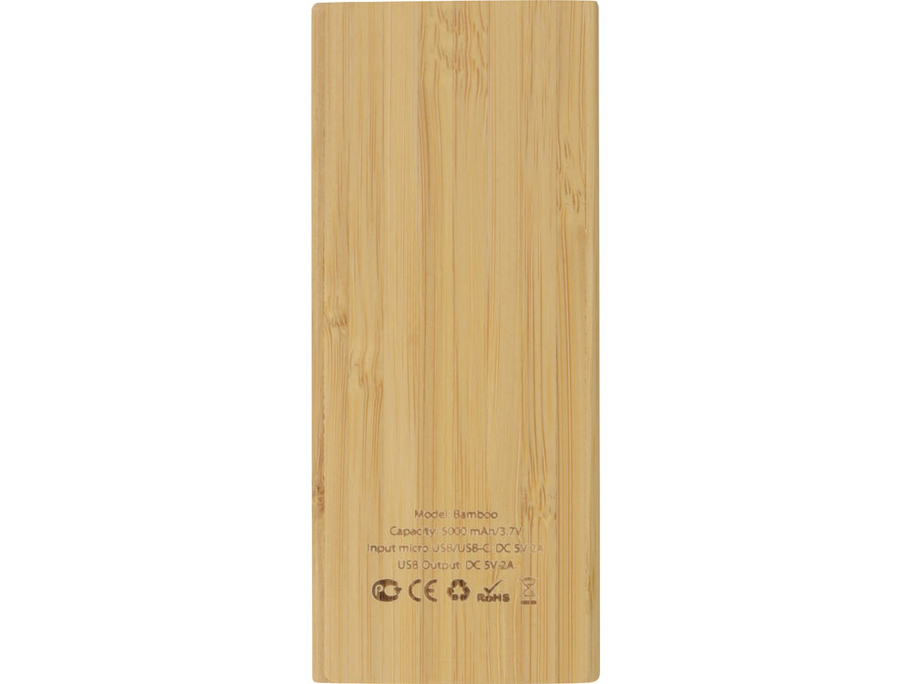 Внешний аккумулятор из бамбука Bamboo, 5000 mAh-3