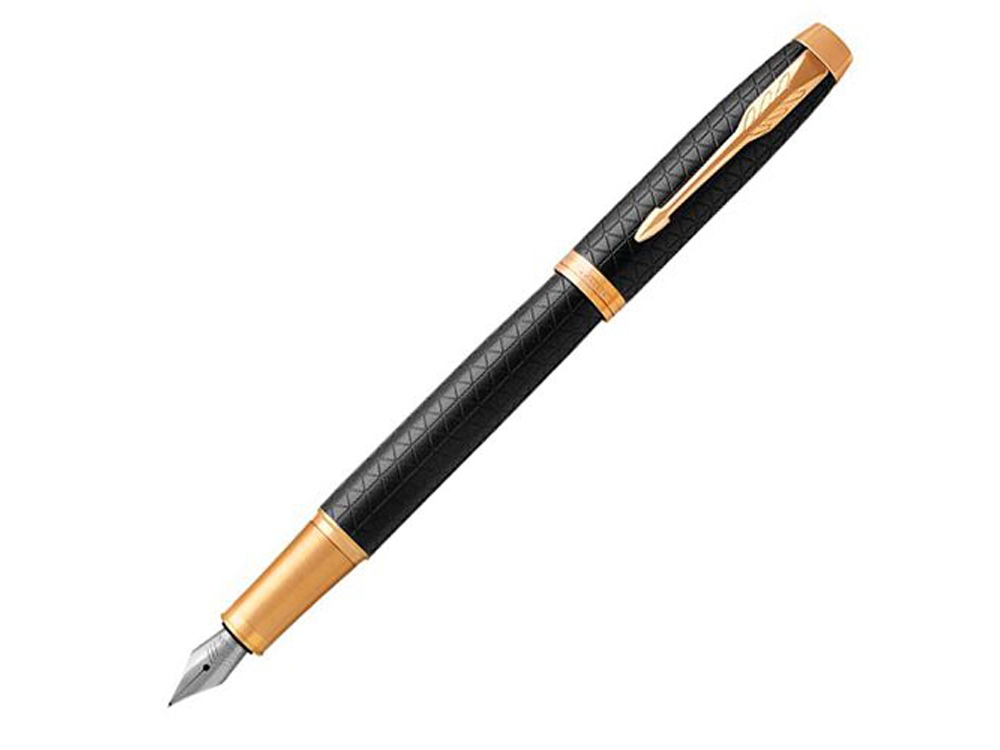 Перьевая ручка Parker IM Premium Black GT, перо: F, цвет чернил: blue, в подарочной упаковке.-0