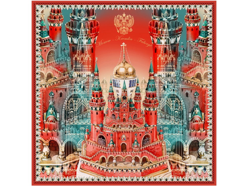 Платок Кремль - Москва - Фаберже-0