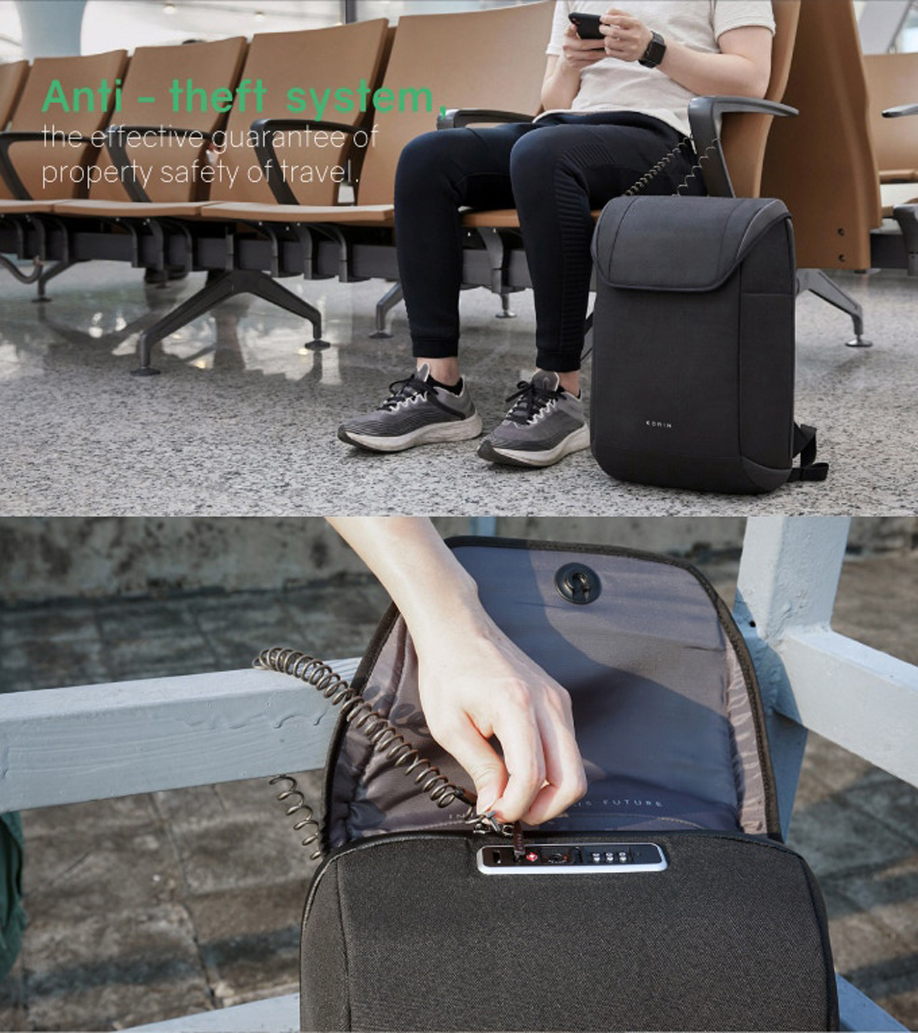 Рюкзак KORIN ClickPack X 45х32х15,5 см, с клапаном, черный-31