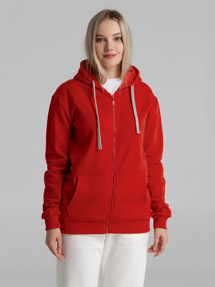 Толстовка на молнии с капюшоном Unit Siverga Heavy, красная-5