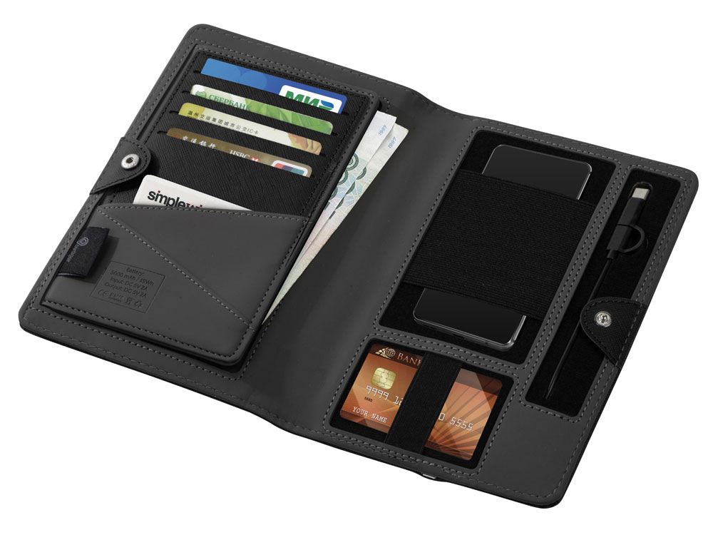 Органайзер с функцией беспроводной зарядки Manner, 5000 mah, черный-5