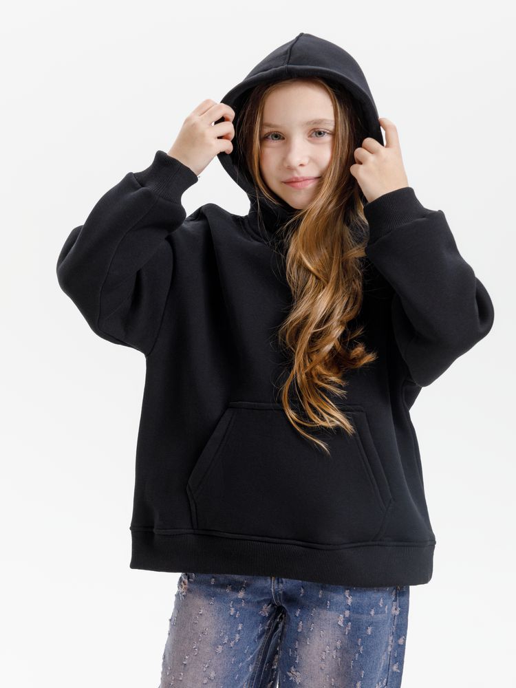 Худи детское оверсайз Junipero, черное-3