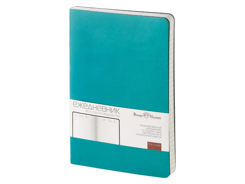 Ежедневник А5 недатированный Megapolis Velvet Flex, морская волна-0