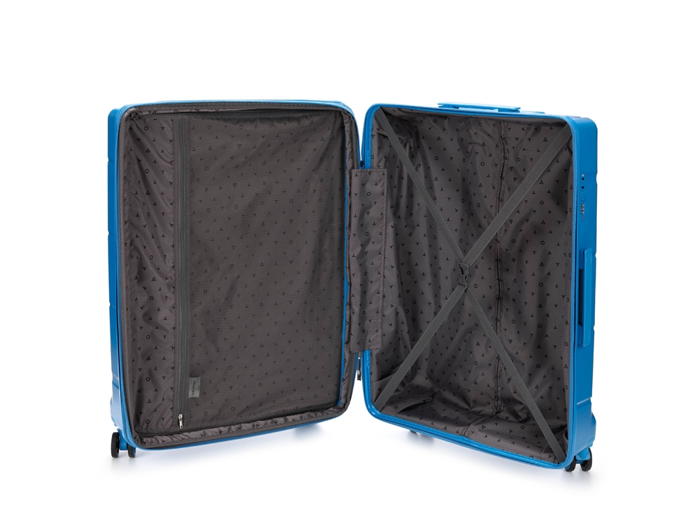 Чемодан TORBER В Отпуск, синий, полипропилен, 54,5 х 33,5 х 79 см, 135 л-1