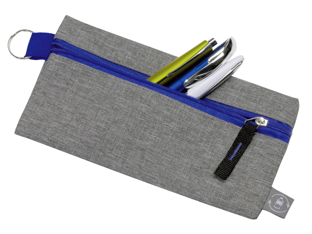 Универсальный пенал из переработанного полиэстера RPET Holder, серый/синий-1