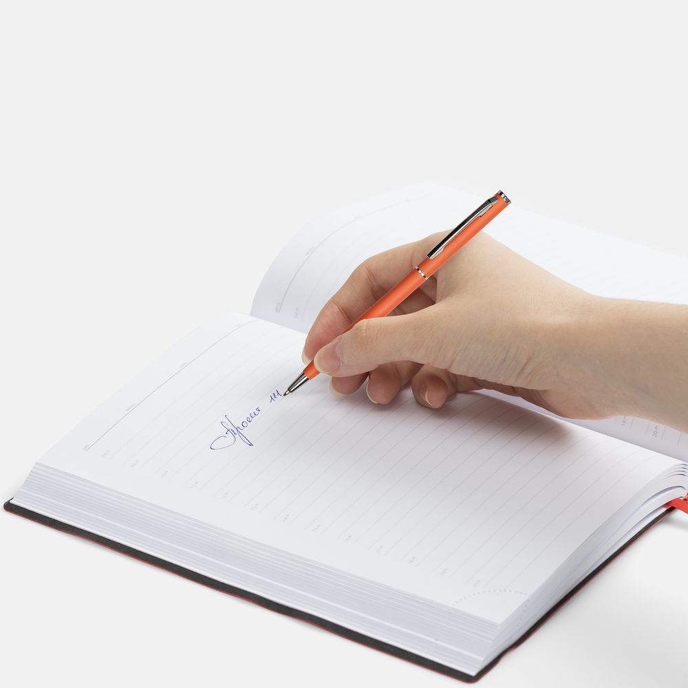 Ручка шариковая Hotel Chrome, ver.2, матовая оранжевая-2