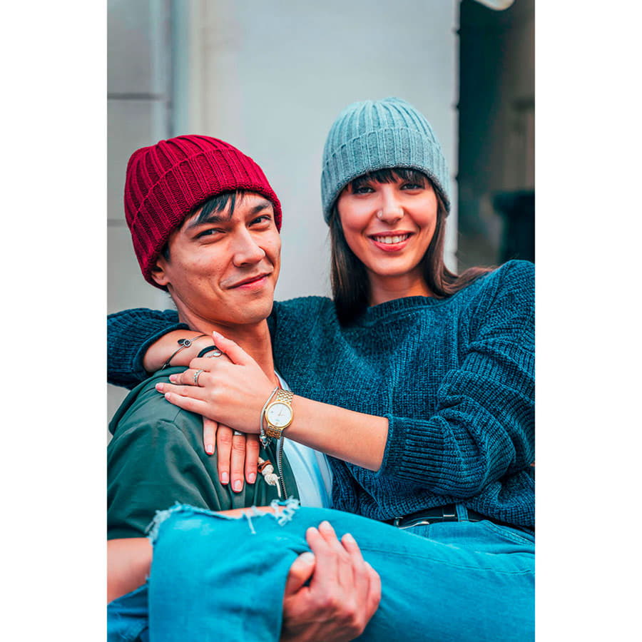 Шапка вязаная SHORE с отворотом из материала rPET/рециклированного полиэстера, горчичный-1