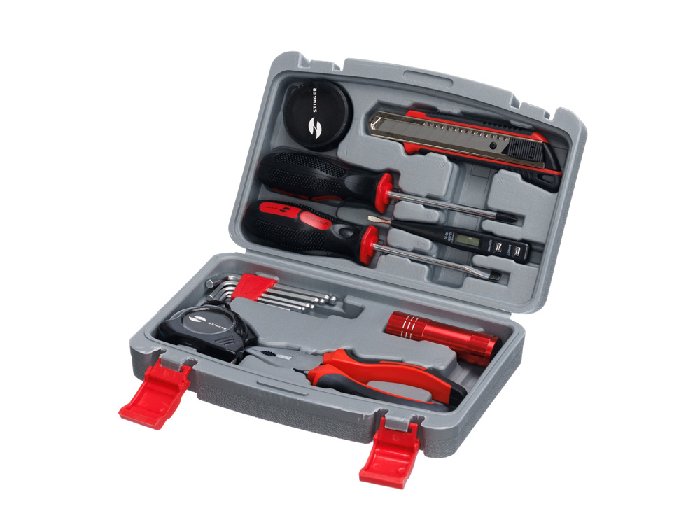 Набор инструментов Stinger, 13 инструментов, в пластиковом кейсе, 245х160x55 мм, серый-0