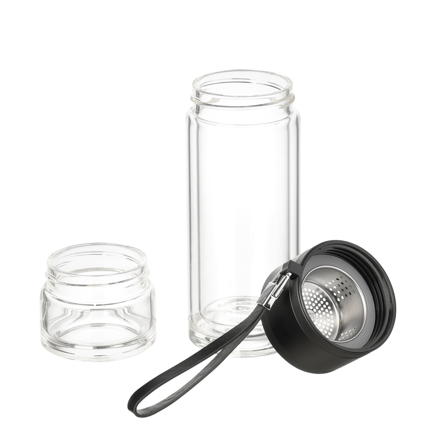 Бутылка стеклянная с двойными стенками Terso, черная-4