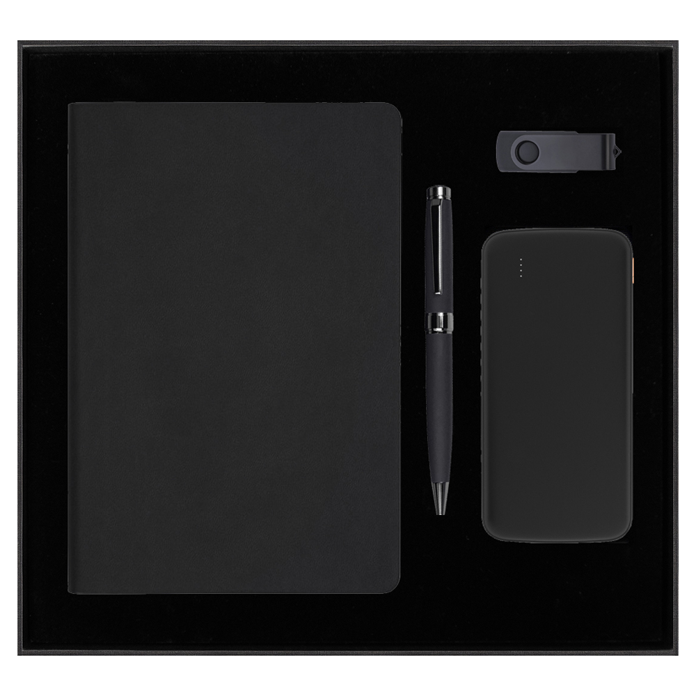 Набор подарочный Solution Prestige Quadro (ежедневник, Чёрный-0