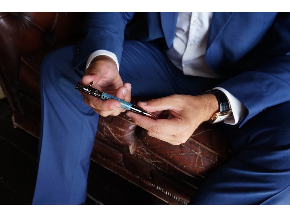 Ручка шариковая Кап клена, голубой-9