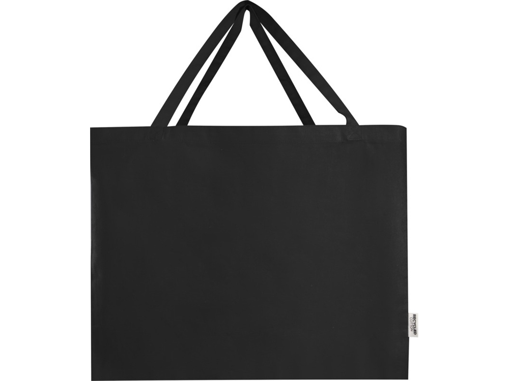 Odessa большая эко-сумка из переработанного хлопка, сертифицированного согласно GRS, плотностью 220 г/м² - сплошной черный-1