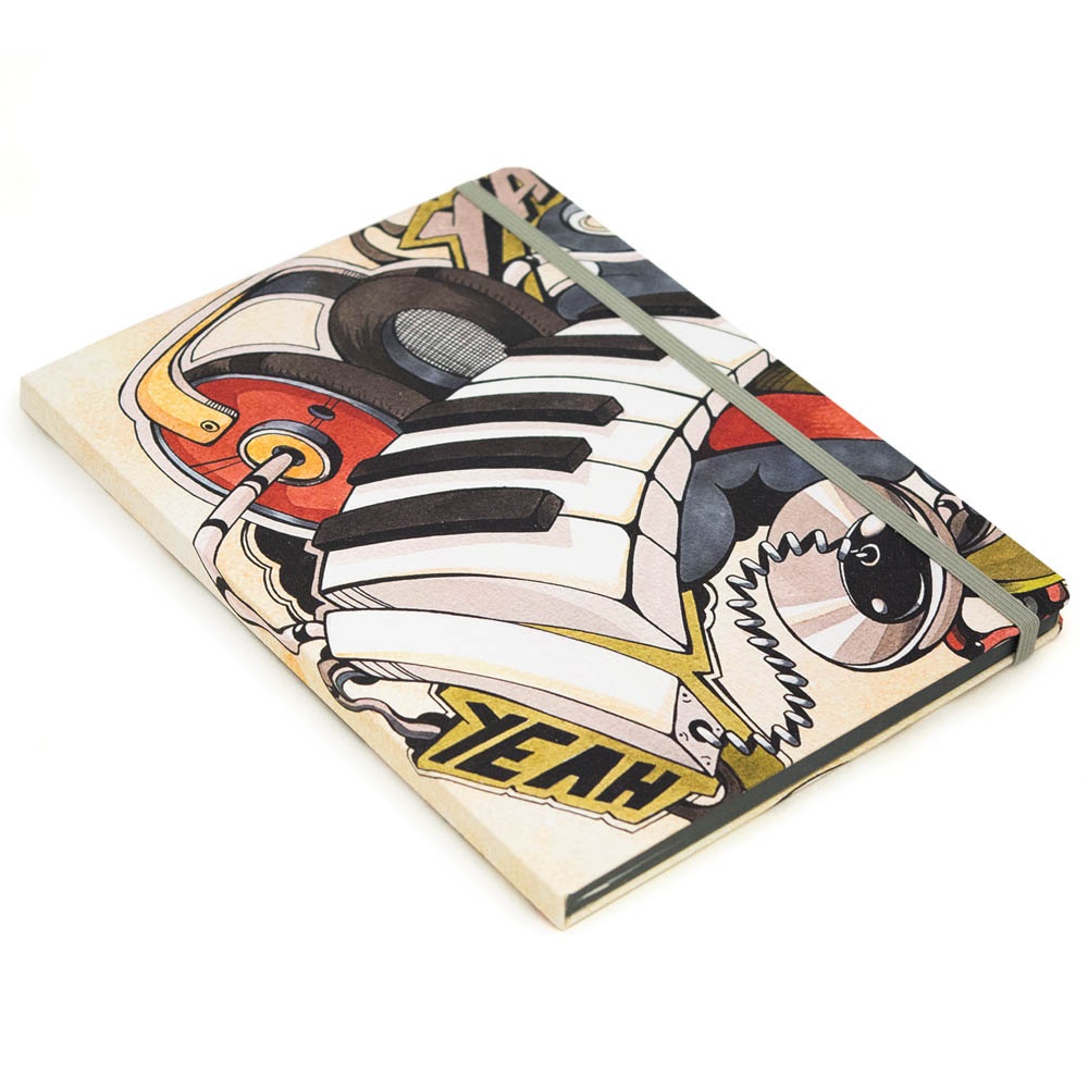 Записная книжка в клетку 15.5x21 Граффити R1-2443844, Белый/Пёстрый черный-0