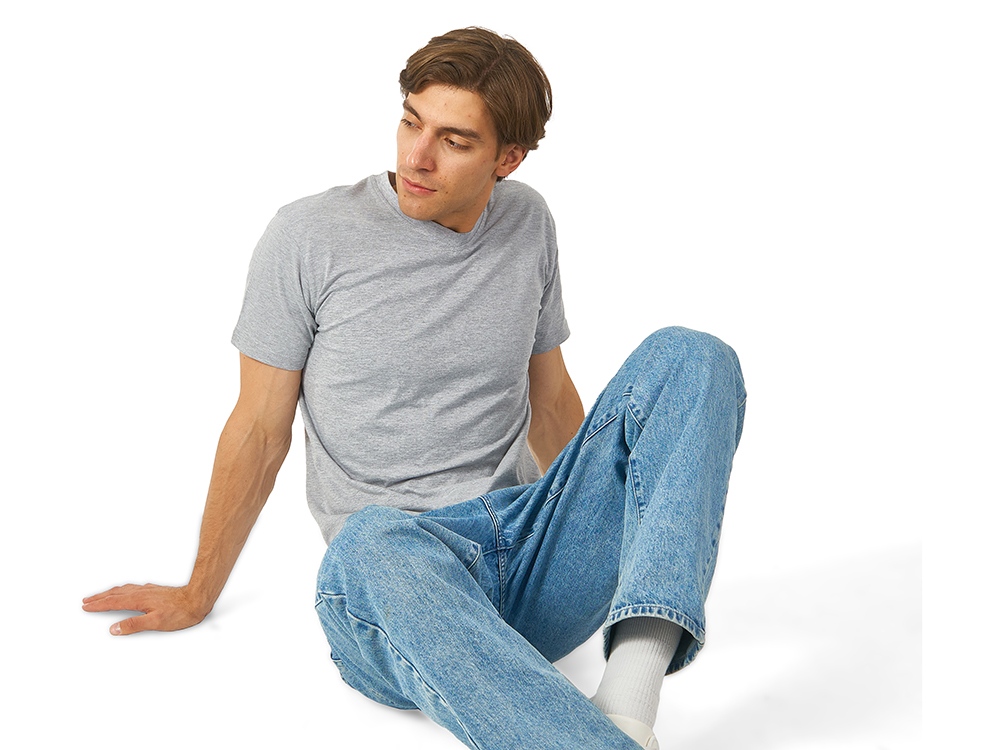 Футболка Heavy Super Club мужская с V-образным вырезом, серый меланж-1